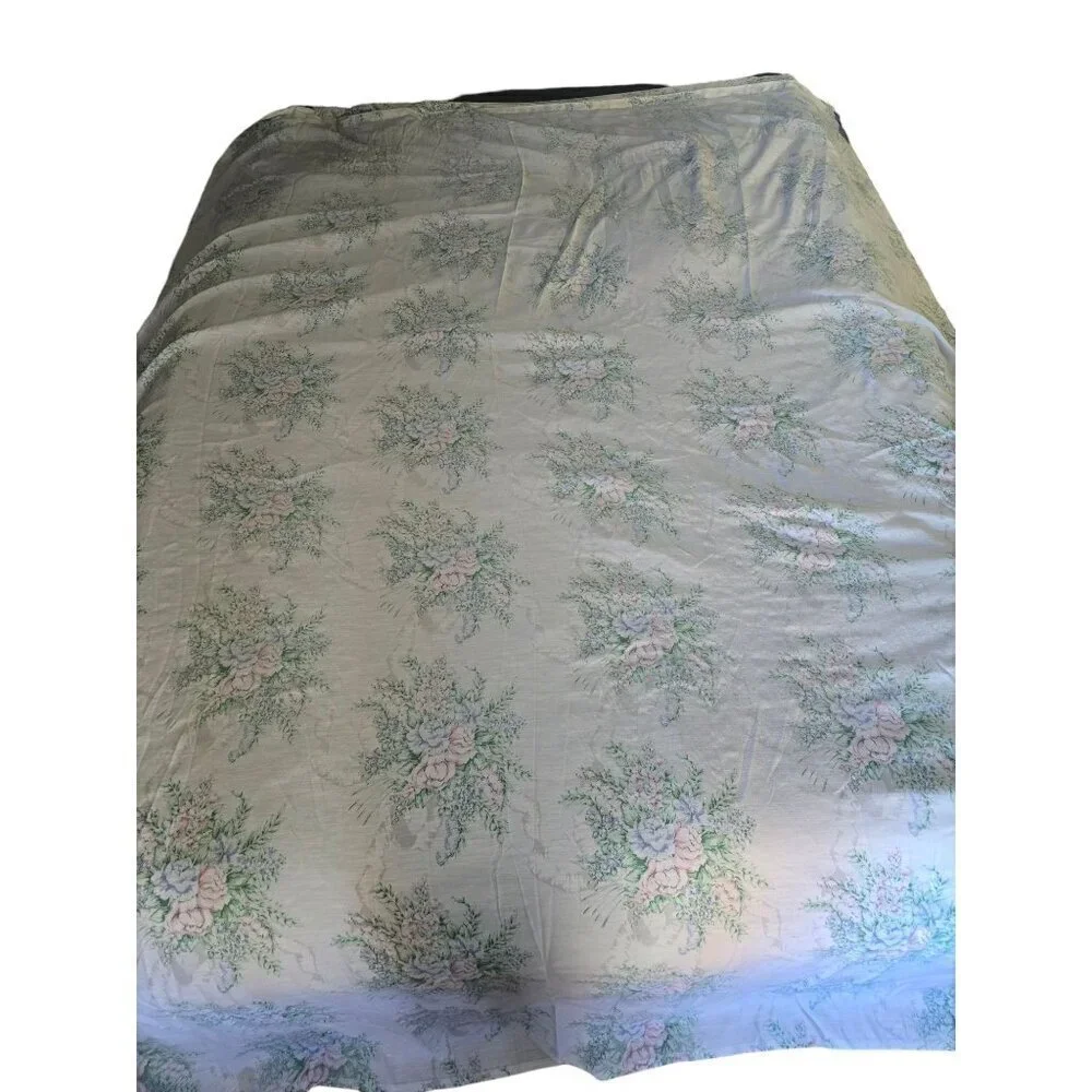 Vintage 60s 70s Pastel Spring Floral Cotton Sheet Bloomcore Cottagecore